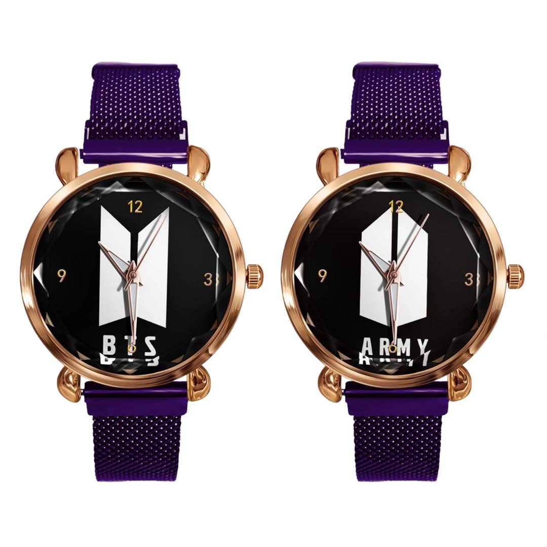 BTS ARMY WATCHES WITH STAINLESS STEEL STRAP - 3 COLOR OPTIONS!✨