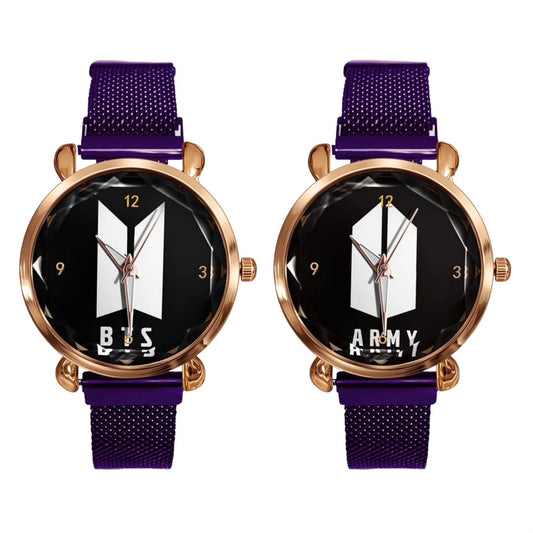 BTS ARMY WATCHES WITH STAINLESS STEEL STRAP - 3 COLOR OPTIONS!✨